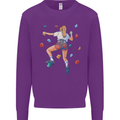 Female Rock Climber Climbing Wall Kids Sweatshirt Jumper Purple