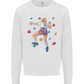 Female Rock Climber Climbing Wall Kids Sweatshirt Jumper White