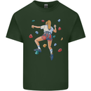 Female Rock Climber Climbing Wall Mens Cotton T-Shirt Tee Top Forest Green