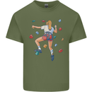 Female Rock Climber Climbing Wall Mens Cotton T-Shirt Tee Top Military Green