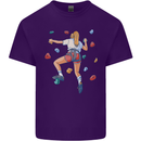 Female Rock Climber Climbing Wall Mens Cotton T-Shirt Tee Top Purple