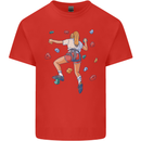 Female Rock Climber Climbing Wall Mens Cotton T-Shirt Tee Top Red