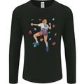 Female Rock Climber Climbing Wall Mens Long Sleeve T-Shirt Black