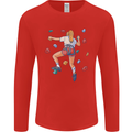 Female Rock Climber Climbing Wall Mens Long Sleeve T-Shirt Red