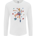 Female Rock Climber Climbing Wall Mens Long Sleeve T-Shirt White