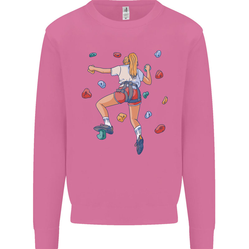 Female Rock Climber Climbing Wall Mens Sweatshirt Jumper Azalea