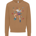 Female Rock Climber Climbing Wall Mens Sweatshirt Jumper Caramel Latte