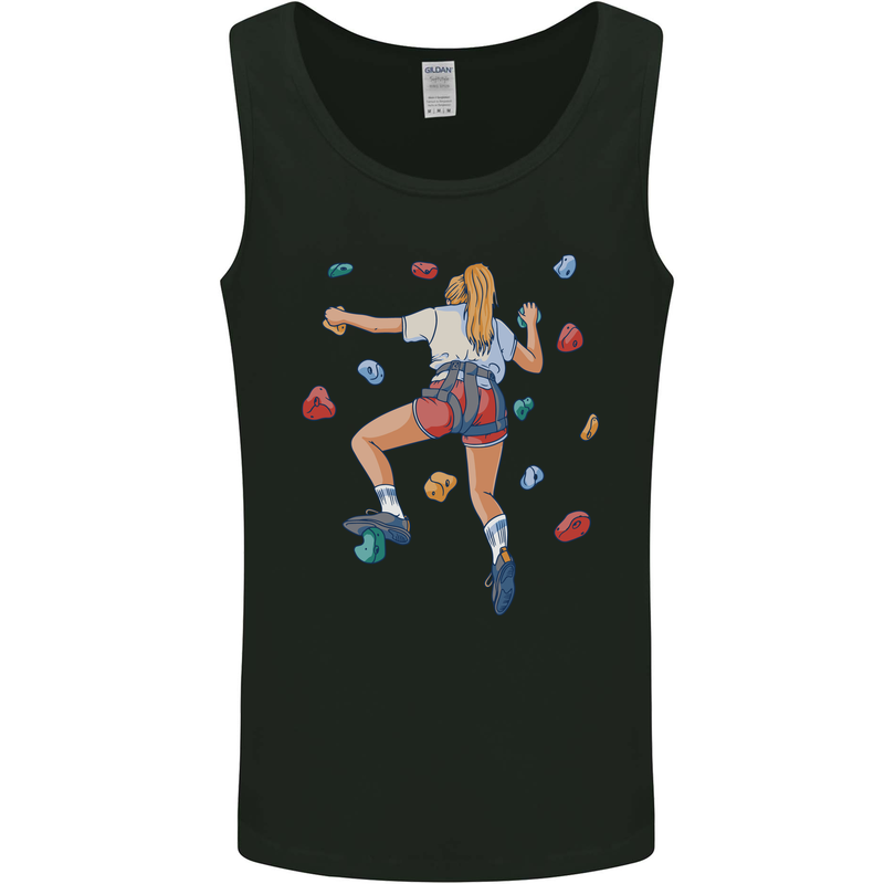 Female Rock Climber Climbing Wall Mens Vest Tank Top Black