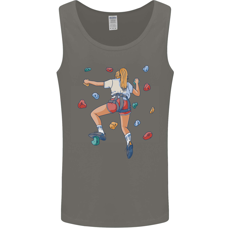 Female Rock Climber Climbing Wall Mens Vest Tank Top Charcoal