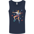 Female Rock Climber Climbing Wall Mens Vest Tank Top Navy Blue