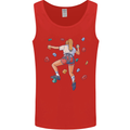 Female Rock Climber Climbing Wall Mens Vest Tank Top Red