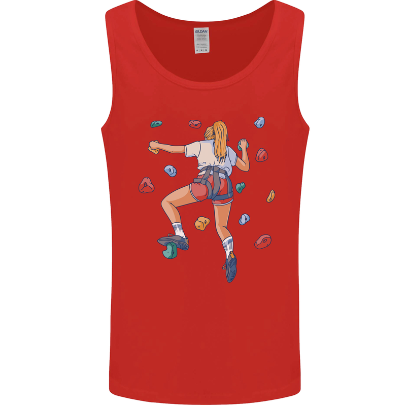 Female Rock Climber Climbing Wall Mens Vest Tank Top Red