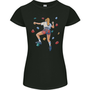 Female Rock Climber Climbing Wall Womens Petite Cut T-Shirt Black