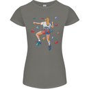 Female Rock Climber Climbing Wall Womens Petite Cut T-Shirt Charcoal