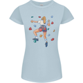 Female Rock Climber Climbing Wall Womens Petite Cut T-Shirt Light Blue