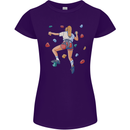 Female Rock Climber Climbing Wall Womens Petite Cut T-Shirt Purple