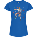 Female Rock Climber Climbing Wall Womens Petite Cut T-Shirt Royal Blue
