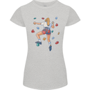 Female Rock Climber Climbing Wall Womens Petite Cut T-Shirt Sports Grey