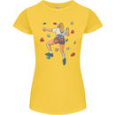 Female Rock Climber Climbing Wall Womens Petite Cut T-Shirt Yellow