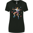 Female Rock Climber Climbing Wall Womens Wider Cut T-Shirt Black