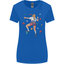 Female Rock Climber Climbing Wall Womens Wider Cut T-Shirt Royal Blue