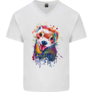 Ferret Watercolour Mens V-Neck Cotton T-Shirt White