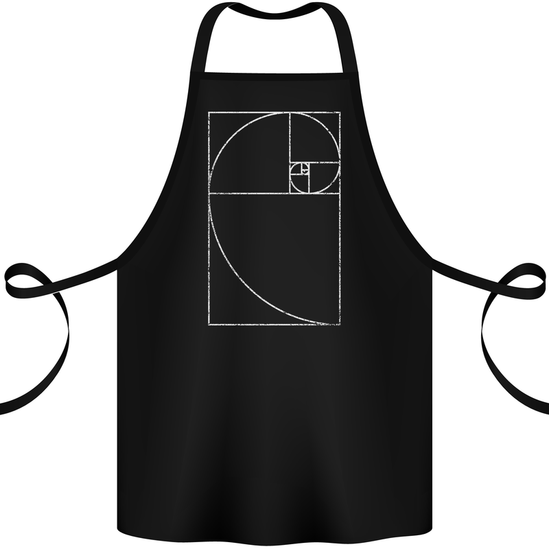 Fibonacci Spiral Golden Geometry Maths Cotton Apron 100% Organic Black