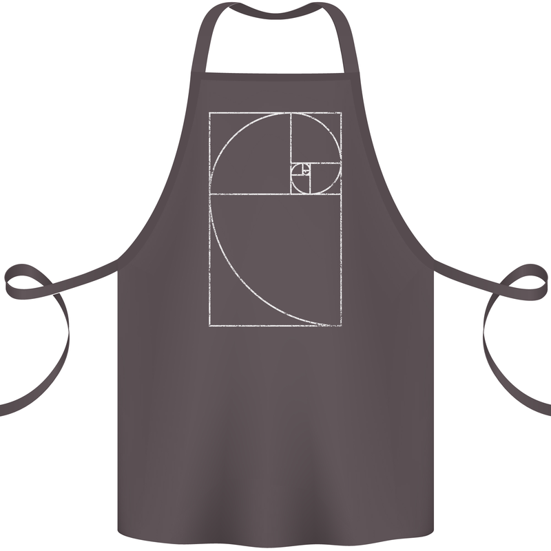 Fibonacci Spiral Golden Geometry Maths Cotton Apron 100% Organic Dark Grey