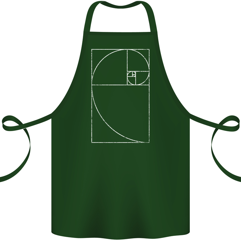 Fibonacci Spiral Golden Geometry Maths Cotton Apron 100% Organic Forest Green