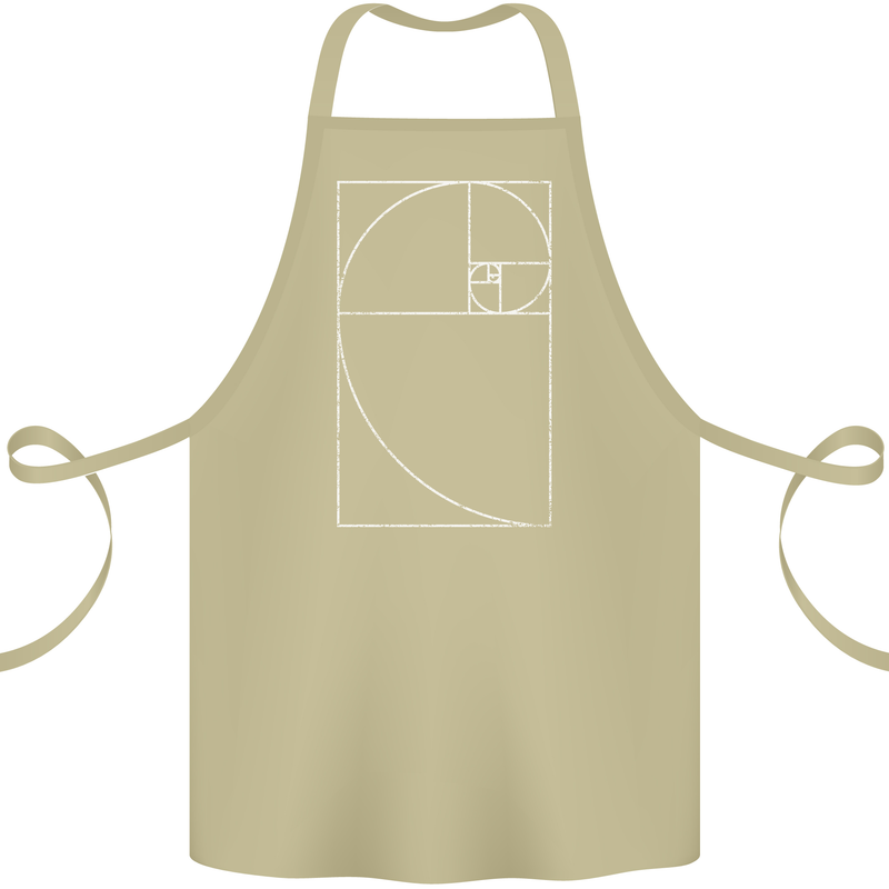 Fibonacci Spiral Golden Geometry Maths Cotton Apron 100% Organic Khaki