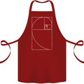 Fibonacci Spiral Golden Geometry Maths Cotton Apron 100% Organic Maroon