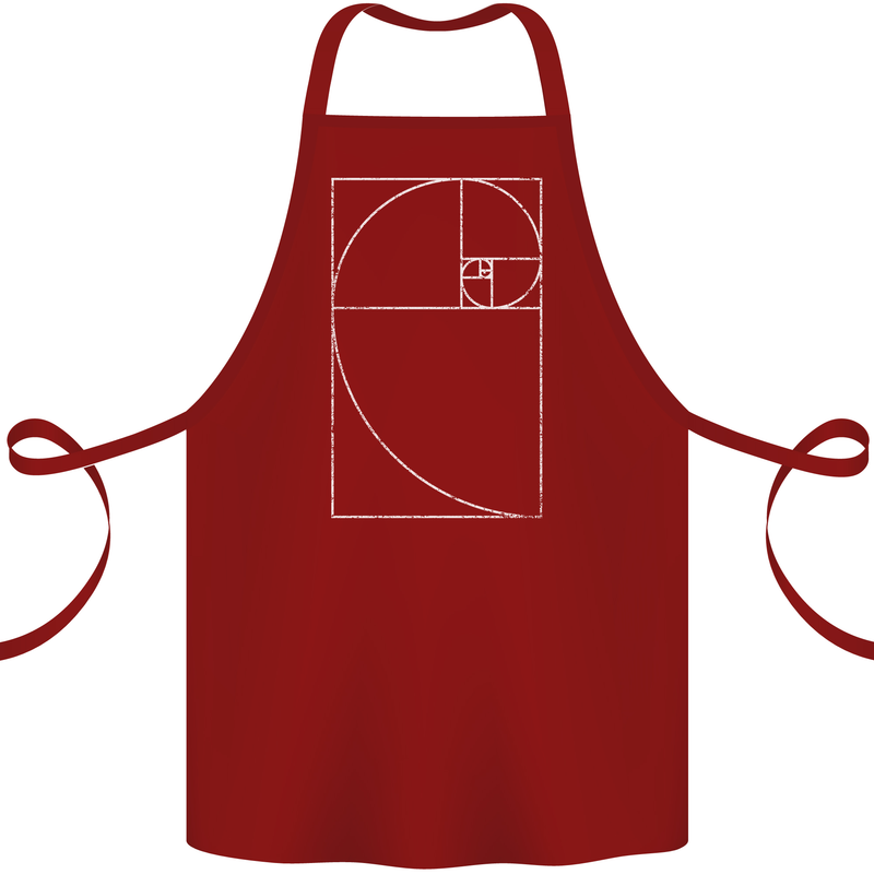 Fibonacci Spiral Golden Geometry Maths Cotton Apron 100% Organic Maroon