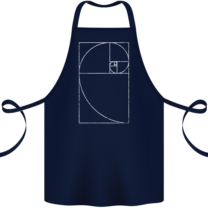 Fibonacci Spiral Golden Geometry Maths Cotton Apron 100% Organic Navy Blue
