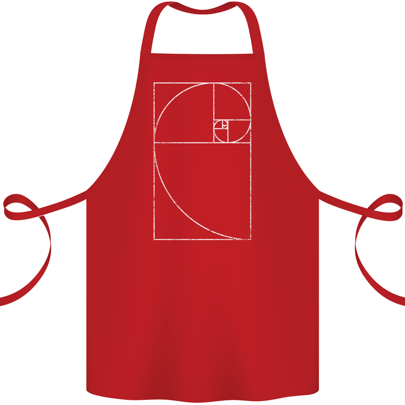 Fibonacci Spiral Golden Geometry Maths Cotton Apron 100% Organic Red