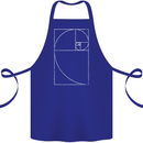 Fibonacci Spiral Golden Geometry Maths Cotton Apron 100% Organic Royal Blue