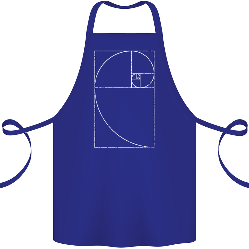 Fibonacci Spiral Golden Geometry Maths Cotton Apron 100% Organic Royal Blue