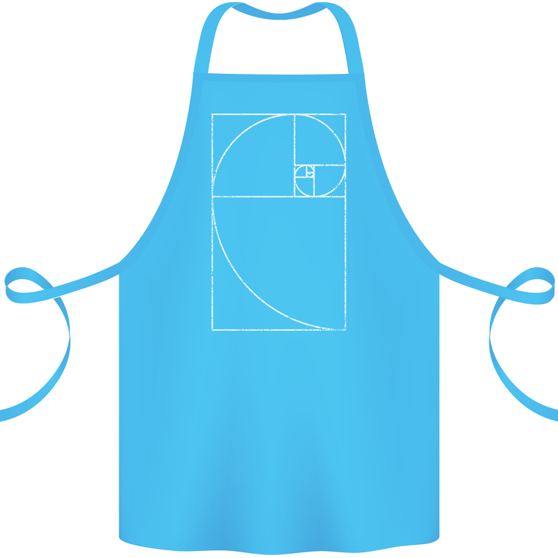 Fibonacci Spiral Golden Geometry Maths Cotton Apron 100% Organic Turquoise