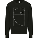 Fibonacci Spiral Golden Geometry Maths Kids Sweatshirt Jumper Black