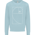 Fibonacci Spiral Golden Geometry Maths Kids Sweatshirt Jumper Light Blue
