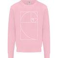 Fibonacci Spiral Golden Geometry Maths Kids Sweatshirt Jumper Light Pink