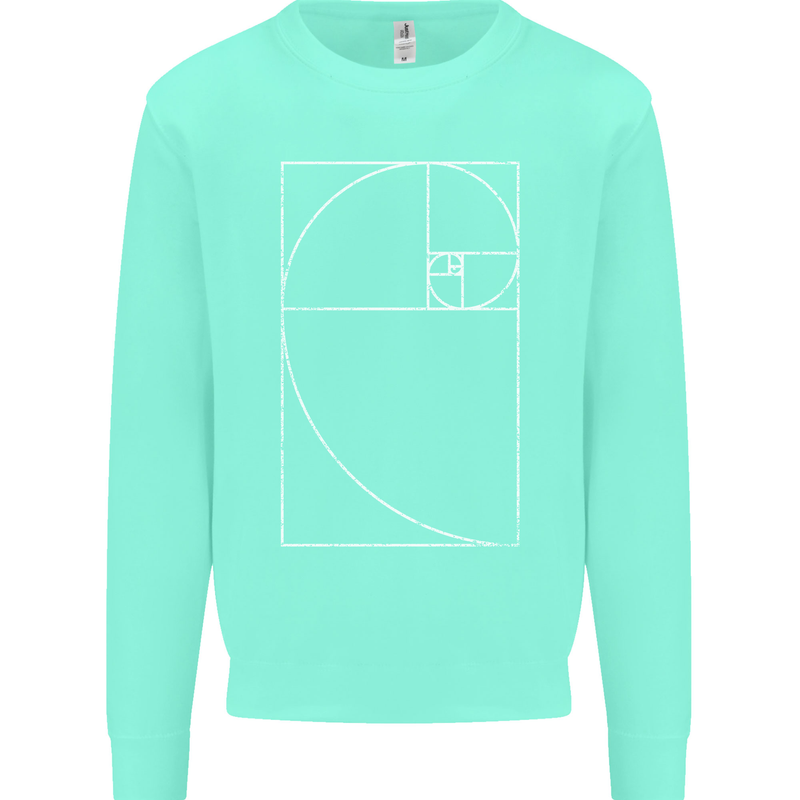 Fibonacci Spiral Golden Geometry Maths Kids Sweatshirt Jumper Peppermint