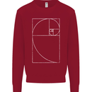 Fibonacci Spiral Golden Geometry Maths Kids Sweatshirt Jumper Red