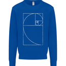 Fibonacci Spiral Golden Geometry Maths Kids Sweatshirt Jumper Royal Blue