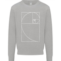 Fibonacci Spiral Golden Geometry Maths Kids Sweatshirt Jumper Sports Grey