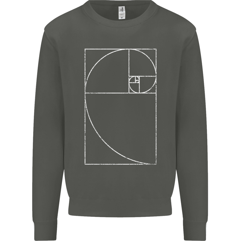 Fibonacci Spiral Golden Geometry Maths Kids Sweatshirt Jumper Storm Grey