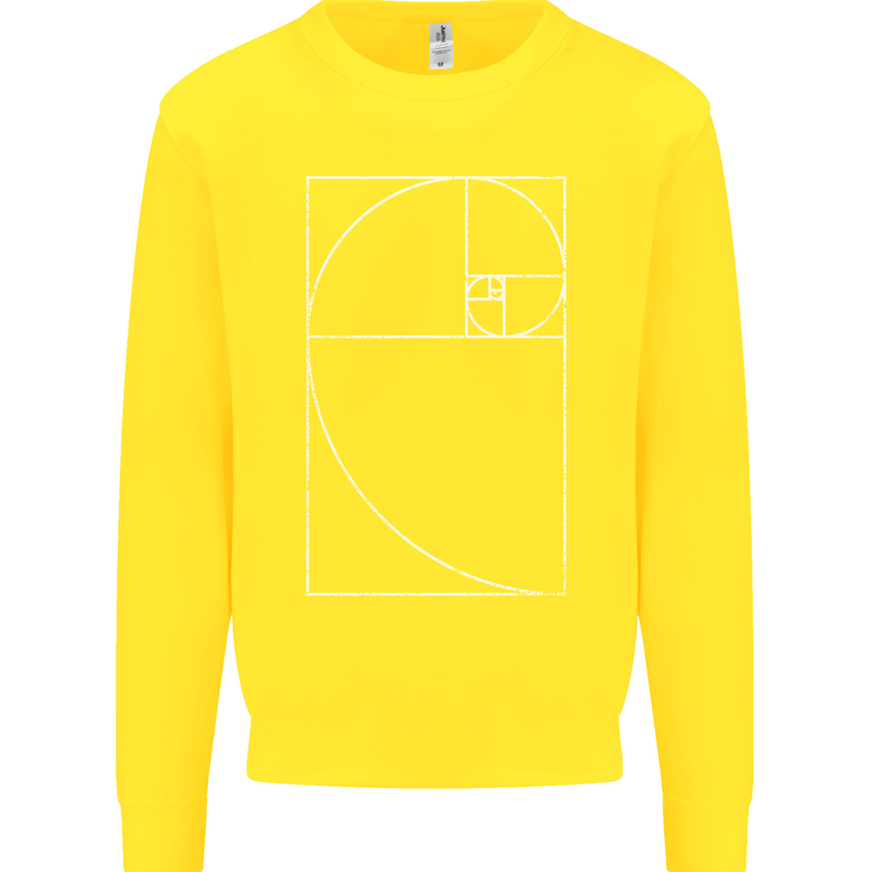 Fibonacci Spiral Golden Geometry Maths Kids Sweatshirt Jumper Yellow