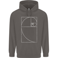 Fibonacci Spiral Golden Geometry Maths Mens 80% Cotton Hoodie Charcoal