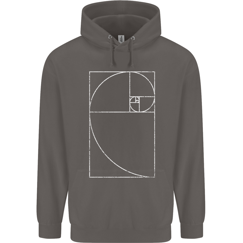 Fibonacci Spiral Golden Geometry Maths Mens 80% Cotton Hoodie Charcoal