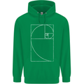 Fibonacci Spiral Golden Geometry Maths Mens 80% Cotton Hoodie Irish Green