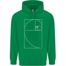Fibonacci Spiral Golden Geometry Maths Mens 80% Cotton Hoodie Irish Green